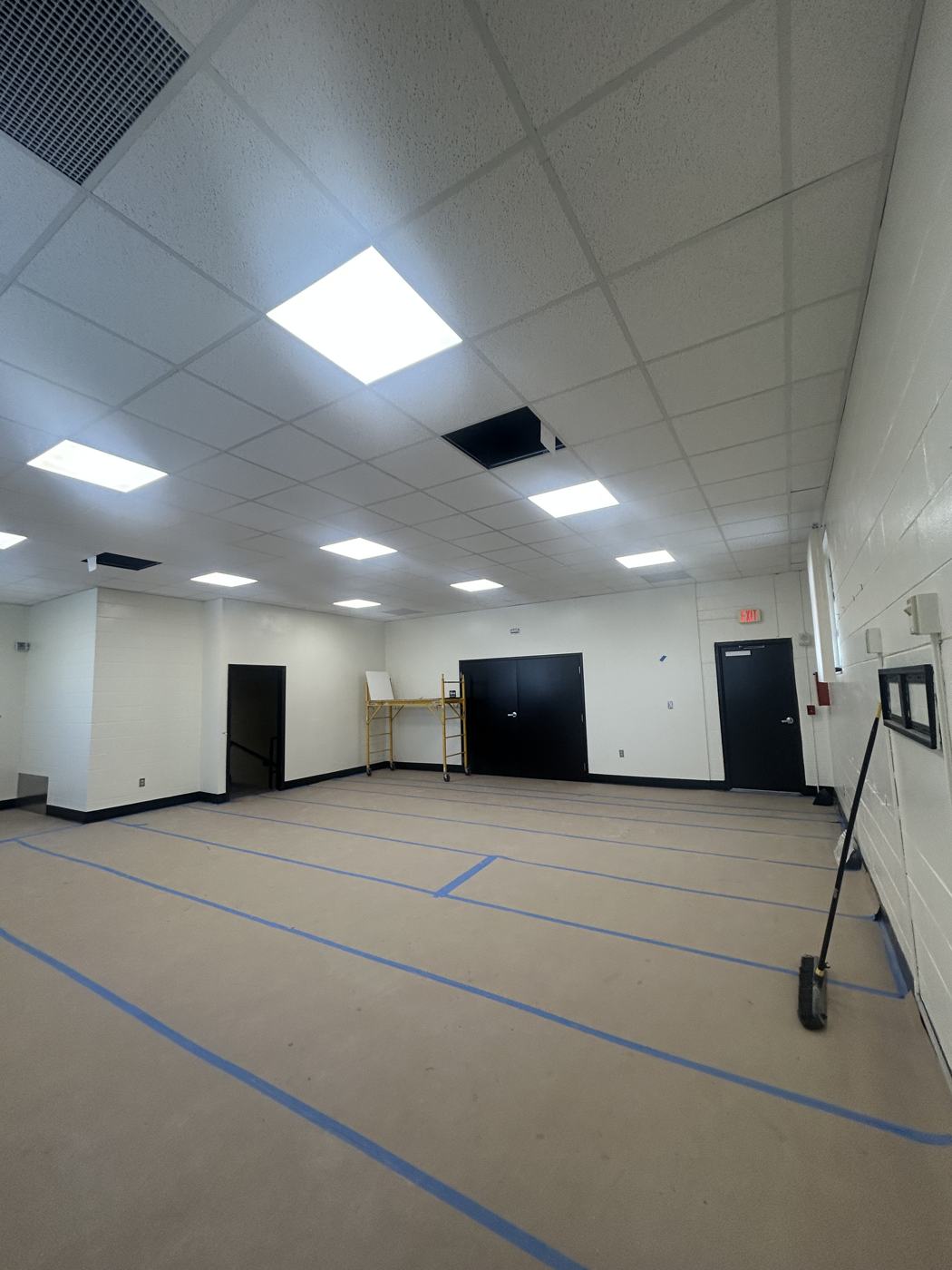 Finished classroom with new LED lighting on, ready for handback.
